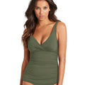 Sea Level Eco Essentials Cross Front A-DD Cup Singlet Top - Khaki