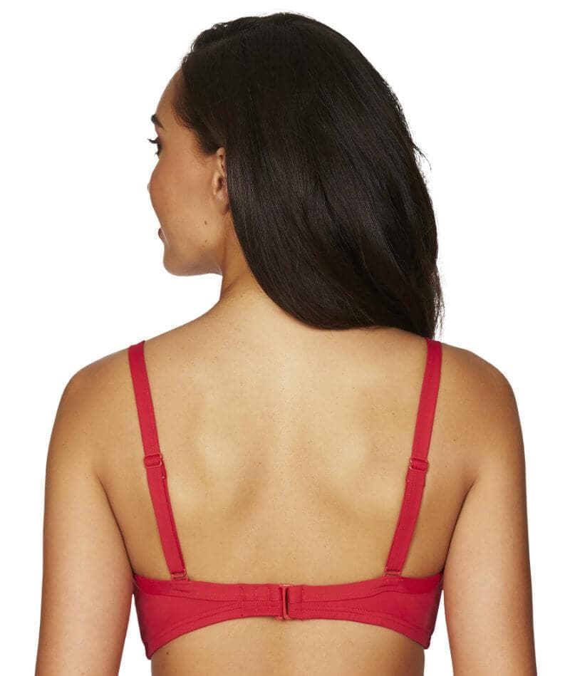 Sea Level Essentials Cross Front Moulded Underwire D-DD Cup Bikini Top - Red Swim 