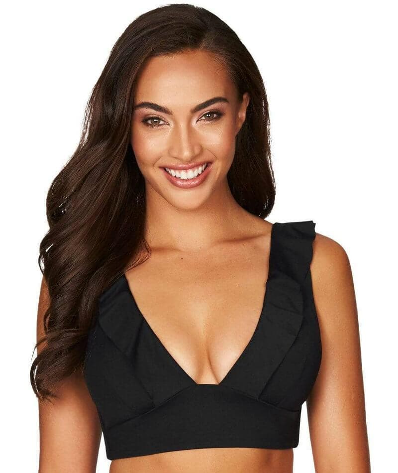 Sea Level Essentials Frill Bikini Top - Black Swim 