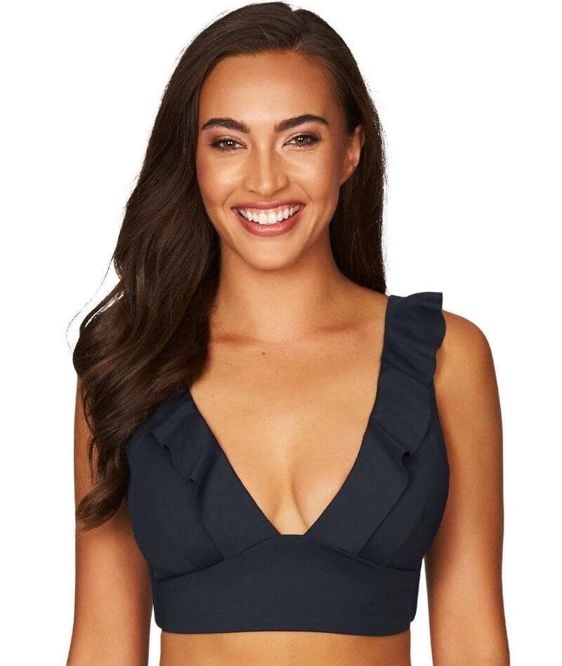 Sea Level Essentials Frill Bikini Top - Night Sky Navy Swim 