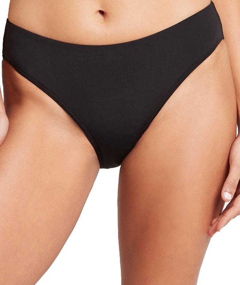 Sea Level Essentials High Leg Mid Rise Bikini Brief - Black Swim 