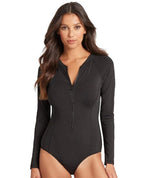 Sea Level Essentials Long Sleeve B-DD Cup One Piece Swimsuit - Black Swim 