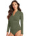 Sea Level Essentials Long Sleeved Rash Vest - Full Zipper - Khaki Swim 