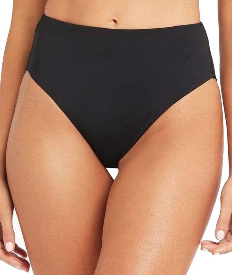 Sea Level Essentials Retro High Waist Bikini Brief - Black Swim 