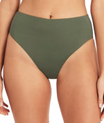 Sea Level Essentials Retro High Waist Bikini Brief - Khaki Swim 