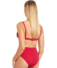 Sea Level Essentials Retro High Waist Bikini Brief - Red Swim 