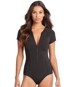 Sea Level Essentials Short Sleeve B-DD Cup One Piece Swimsuit - Black Swim 8 