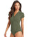 Sea Level Essentials Short Sleeved B-DD Cup Rash Vest - Full Zipper - Khaki Swim 