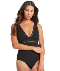 Sea Level Essentials Spliced B-DD Cup One Piece Swimsuit - Black Swim 