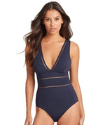 Sea Level Essentials Spliced B-DD Cup One Piece Swimsuit - Night Sky Navy Swim 