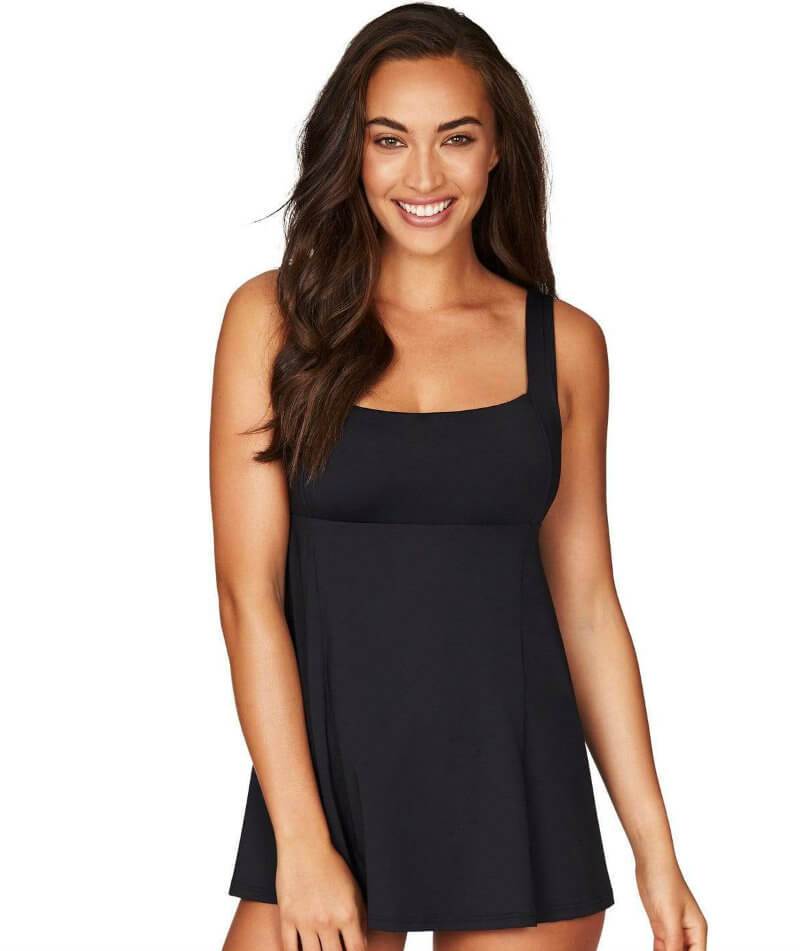 Sea Level Essentials Square Neck Swim Dress - Black Swim 