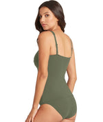 Sea Level Essentials Twist Front B-E Cup Singlet Top - Khaki Swim 