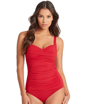 Sea Level Essentials Twist Front B-E Cup Singlet Top - Red Swim 