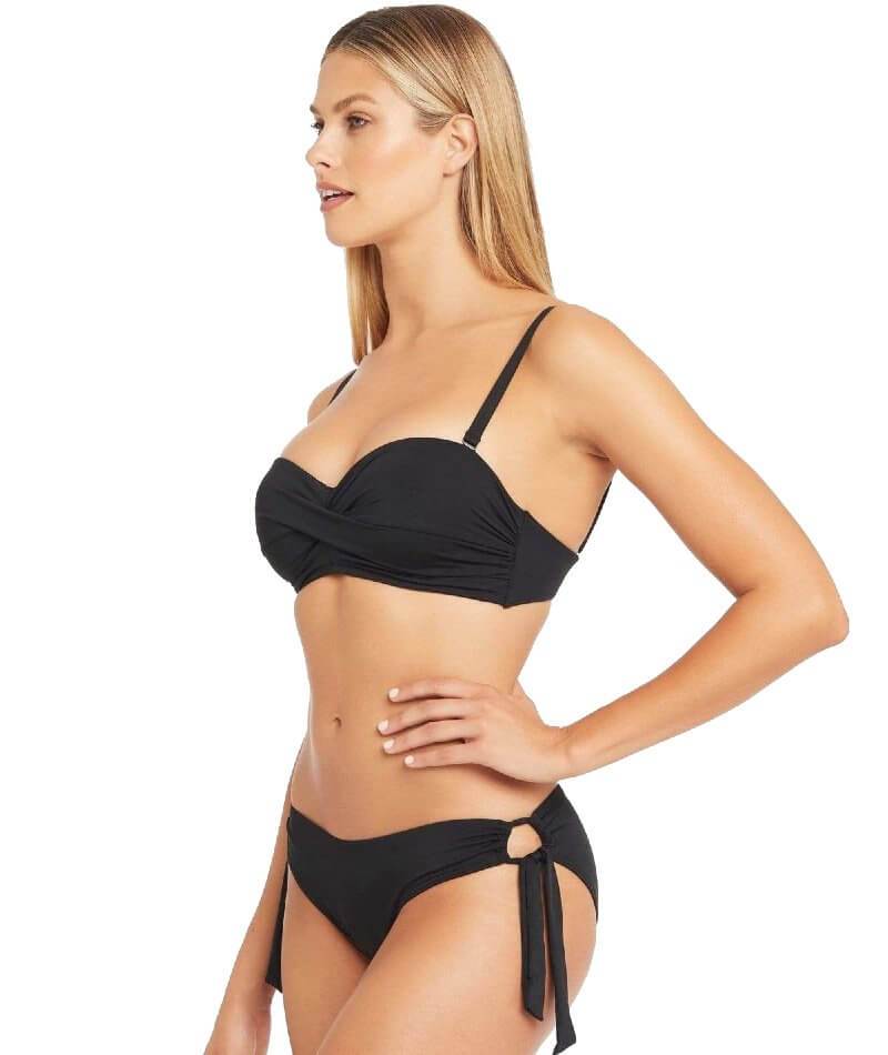 Sea Level Essentials Twist Front Bandeau Bikini Top - Black - Curvy