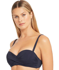 Sea Level Essentials Twist Front Bandeau Bikini Top - Night Sky Swim 