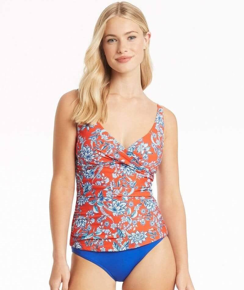 Sea Level Habitat Cross Front Multifit Singlet Top - Flame Swim 