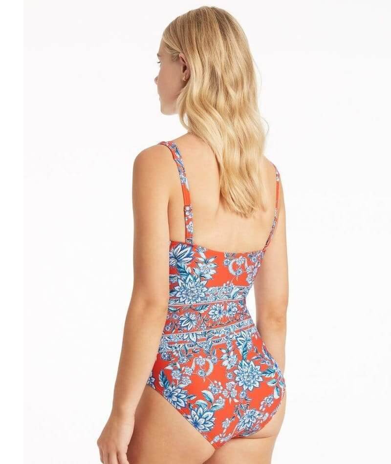 Sea Level Habitat Square Neck One Piece Swimsuit - Flame Swim 