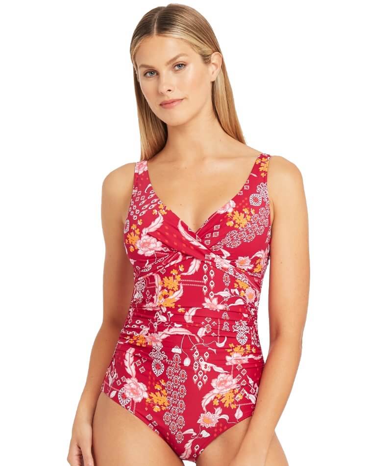 Sea Level Jardin Cross Front B-DD Cup One Piece Swimsuit - Red Swim 