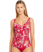 Sea Level Jardin Cross Front B-DD Cup Singlet Top - Red Swim 