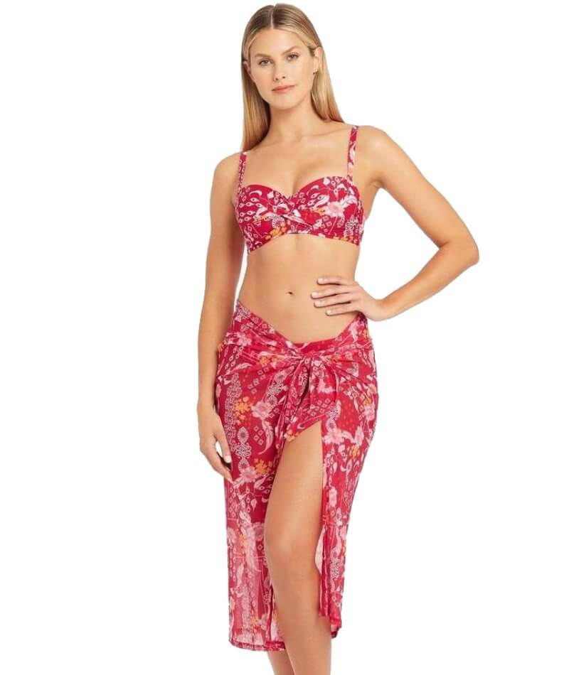 Sea Level Jardin Mesh Swim Wrap - Red Swim S Red 