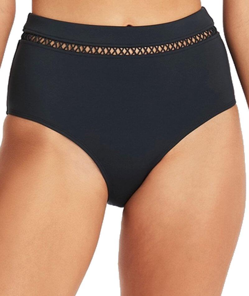 Sea Level Lola Shimmer High Waist Bikini Brief - Charcoal Swim 