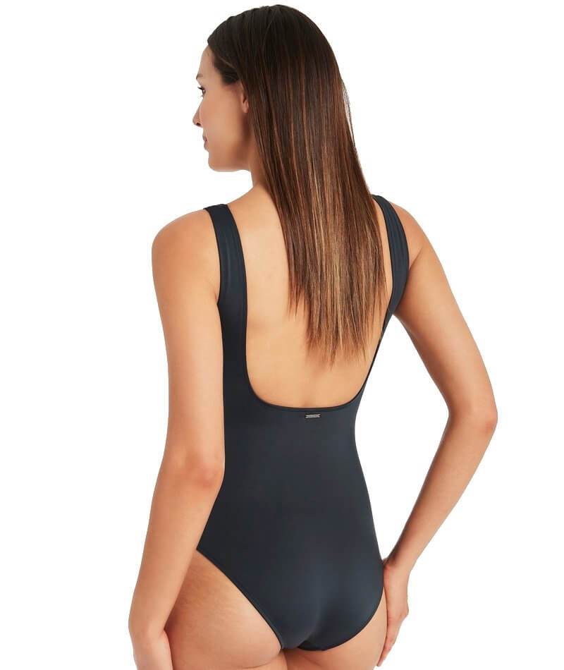 Sea Level Lola Shimmer Square Neck One Piece Swimsuit - Charcoal Swim 