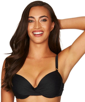 Sea Level Majorca Twist Front Underwire Bikini Top - Black Swim 