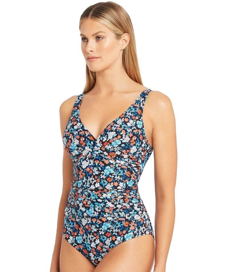 Sea Level Marguerite Cross Front B-DD Cup One Piece Swimsuit - Night Sky Swim 