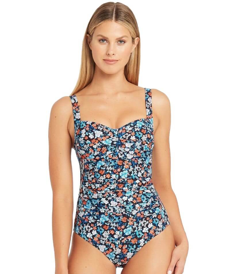 Sea Level Marguerite Twist Front B-DD Cup One Piece Swimsuit - Night Sky Swim 