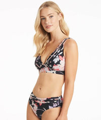 Sea Level Martini Mid Bikini Brief - Floral Black Swim 