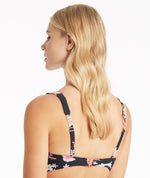 Sea Level Martini Longline Tri Bikini Top - Black Floral Swim 