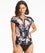 Sea Level Martini Short Sleeve Multifit Rash Vest - Full Zipper - Black Floral Swim 