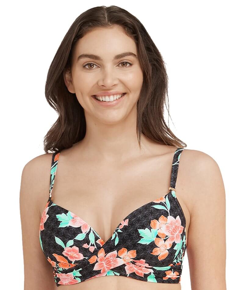 Sea Level Mauritius Cross Front Moulded Underwire D-DD Cup Bikini Top - Black Swim 