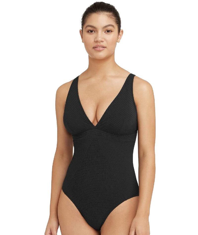 Sea Level Messina Panel Line B-DD Cup One Piece Swimsuit - Black Swim 