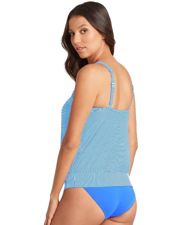 Sea Level Positano Stripe Blouson Tank Singlet Top - Azure Swim 