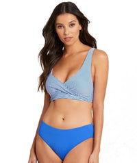 Sea Level Positano Stripe Cross Front B-DD Cup Bikini Top - Azure Swim 