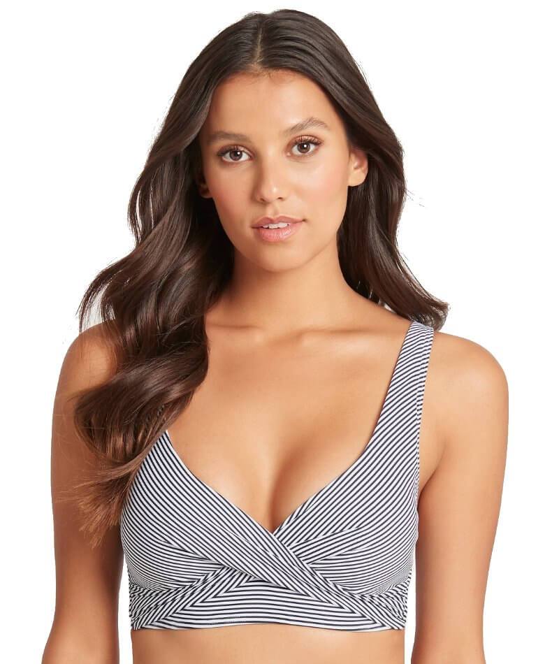 Sea Level Positano Stripe Cross Front B-DD Cup Bikini Top - Night Sky Swim 