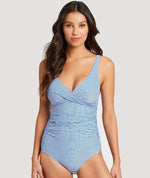 Sea Level Positano Stripe Cross Front B-DD Cup One Piece Swimsuit - Azure Swim 