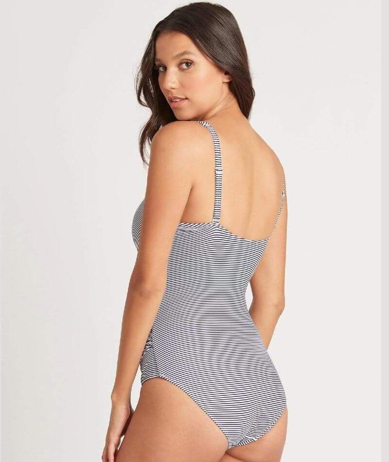 Sea Level Positano Stripe Cross Front B-DD Cup One Piece Swimsuit - Night Sky Swim 