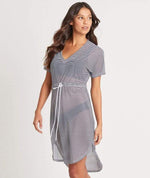 Sea Level Positano Stripe Drawstring Mesh Overswim Dress - Night Sky Swim 