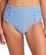 Sea Level Positano Stripe Gathered Side High Waist Brief - Azure Swim 