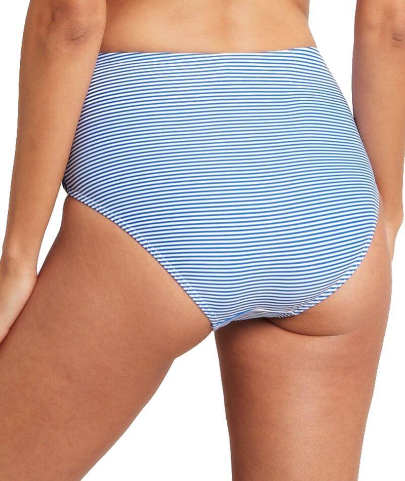 Sea Level Positano Stripe Gathered Side High Waist Brief - Azure Swim 