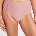 Sea Level Positano Stripe Gathered Side High Waist Brief - Orange