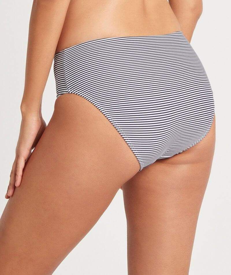 Sea Level Positano Stripe Mid Bikini Brief - Night Sky Swim 