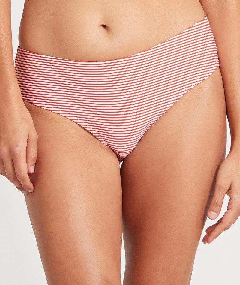 Sea Level Positano Stripe Mid Bikini Brief - Orange Swim 