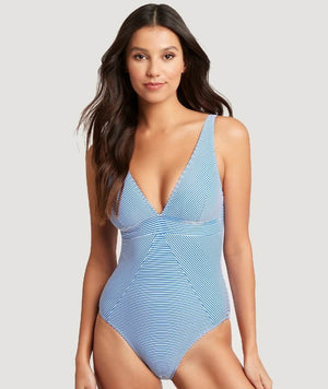 Sea Level Positano Stripe Panel Line B-DD Cup One Piece Swimsuit - Azure Swim 