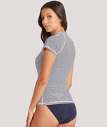 Sea Level Positano Stripe Short Sleeved B-DD Cup Rash Vest - Full Zipper - Night Sky Swim 