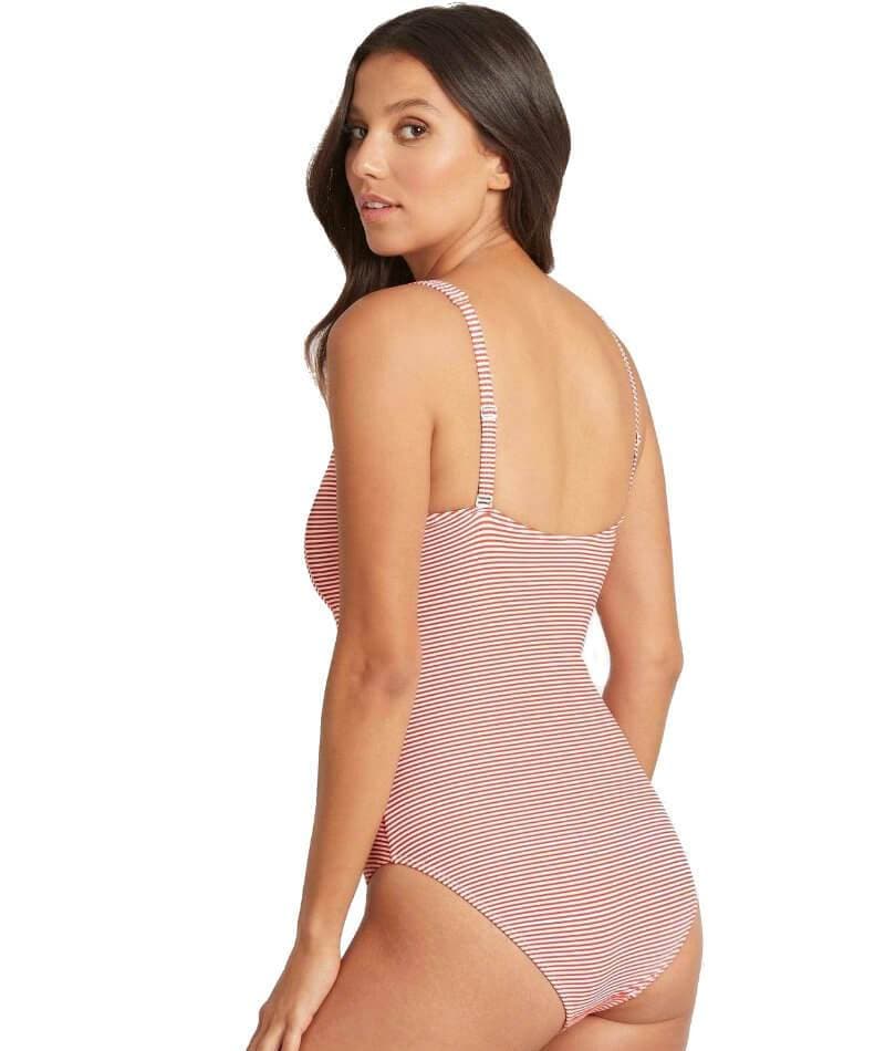 Sea Level Positano Stripe Square Neck One Piece Swimsuit - Orange Swim 