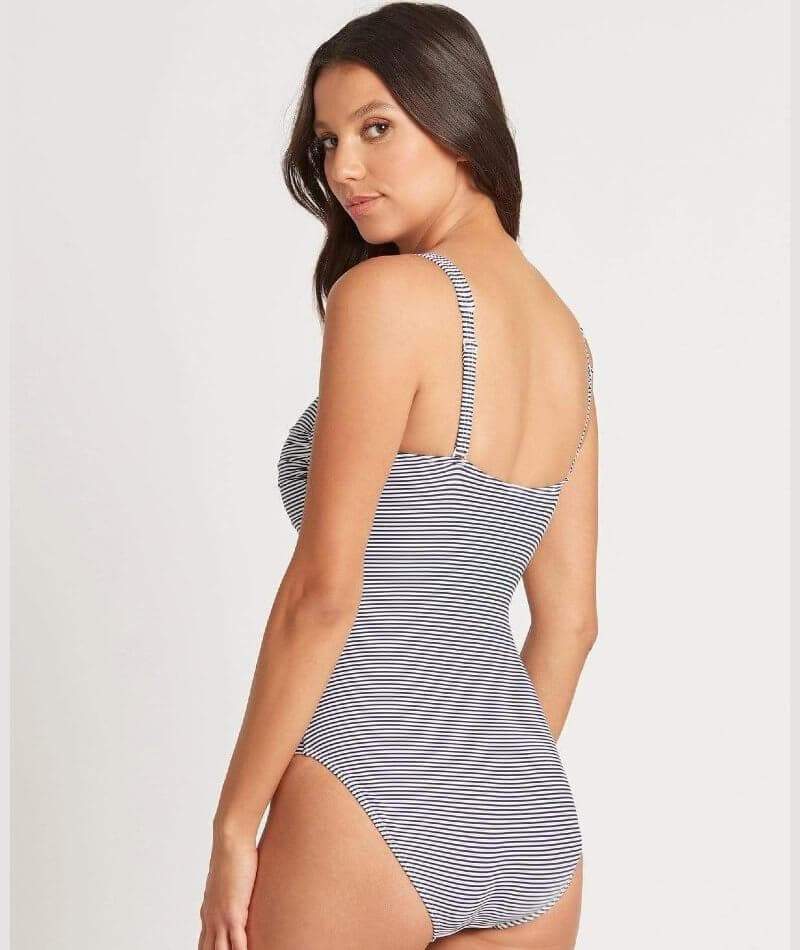 Sea Level Positano Stripe Twist Front B-DD Cup One Piece Swimsuit - Night Sky Swim 