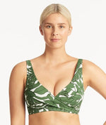 Sea Level Retreat Cross Front A-DD Cup Bikini Top - Olive Swim 